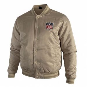 NFL Ultra Game Quilted Bomber Jacket Tan Champagne Gold  Medium NWT $130